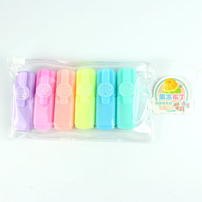 Color marker highlighters set in 6 colors