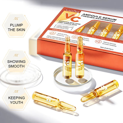 SADOER Vitamin C Ampoule Facial Essence Moisturizing Gold Hyaluronic Acid Serum Brightening Hydrating Face Beauty Skin Care