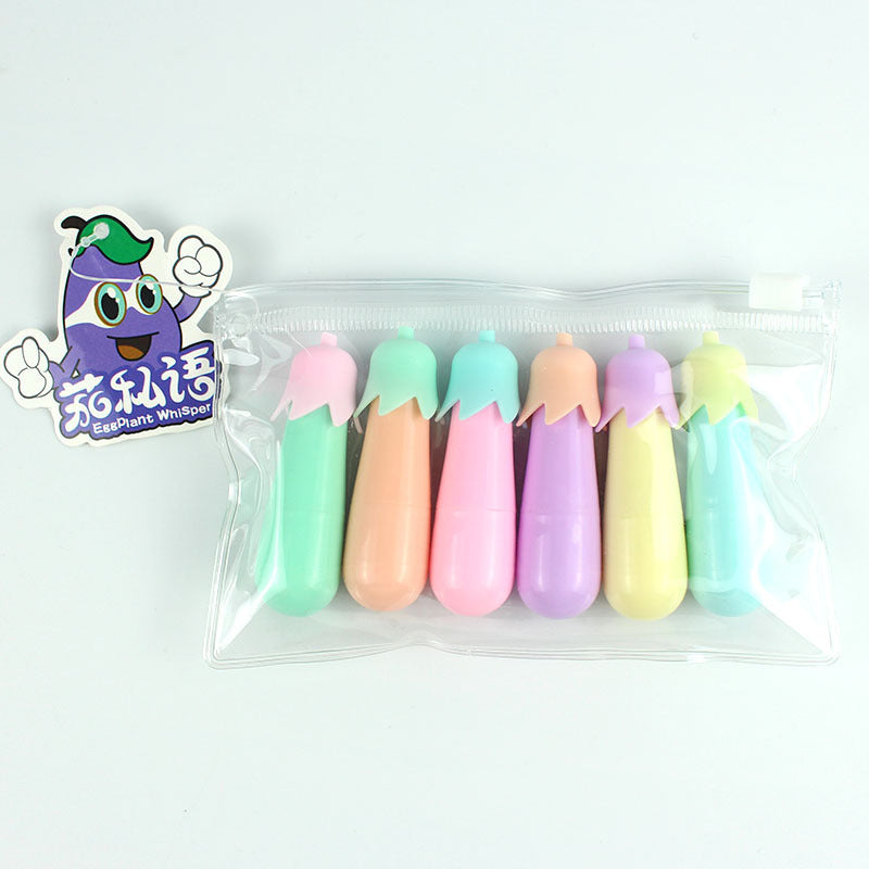 Color marker highlighters set in 6 colors