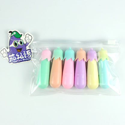 Color marker highlighters set in 6 colors