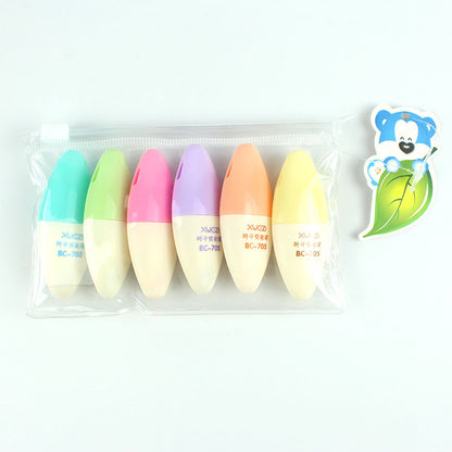 Color marker highlighters set in 6 colors