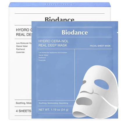 BIODANCE Hydro Cera-nol Real Deep Maske Overnight Hydrogel Maske beruhigend feuchtigkeitsspendend nahrhaft 34g x 4 St.