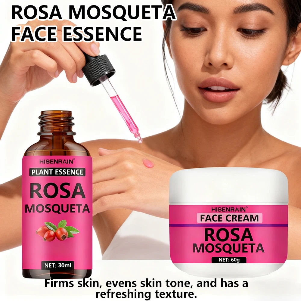 HISENRAIN Rosehip Skincare Set: Hydrating Serum & Moisturizing Cream Combo - Anti-Aging, 24H Moisture, Brightening Kit.