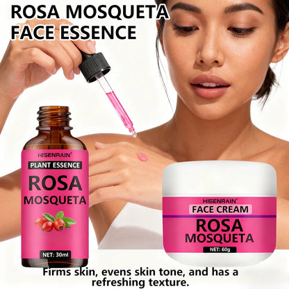 HISENRAIN Rosehip Skincare Set: Hydrating Serum & Moisturizing Cream Combo - Anti-Aging, 24H Moisture, Brightening Kit.