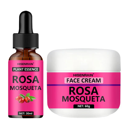 HISENRAIN Rosehip Skincare Set: Hydrating Serum & Moisturizing Cream Combo - Anti-Aging, 24H Moisture, Brightening Kit.