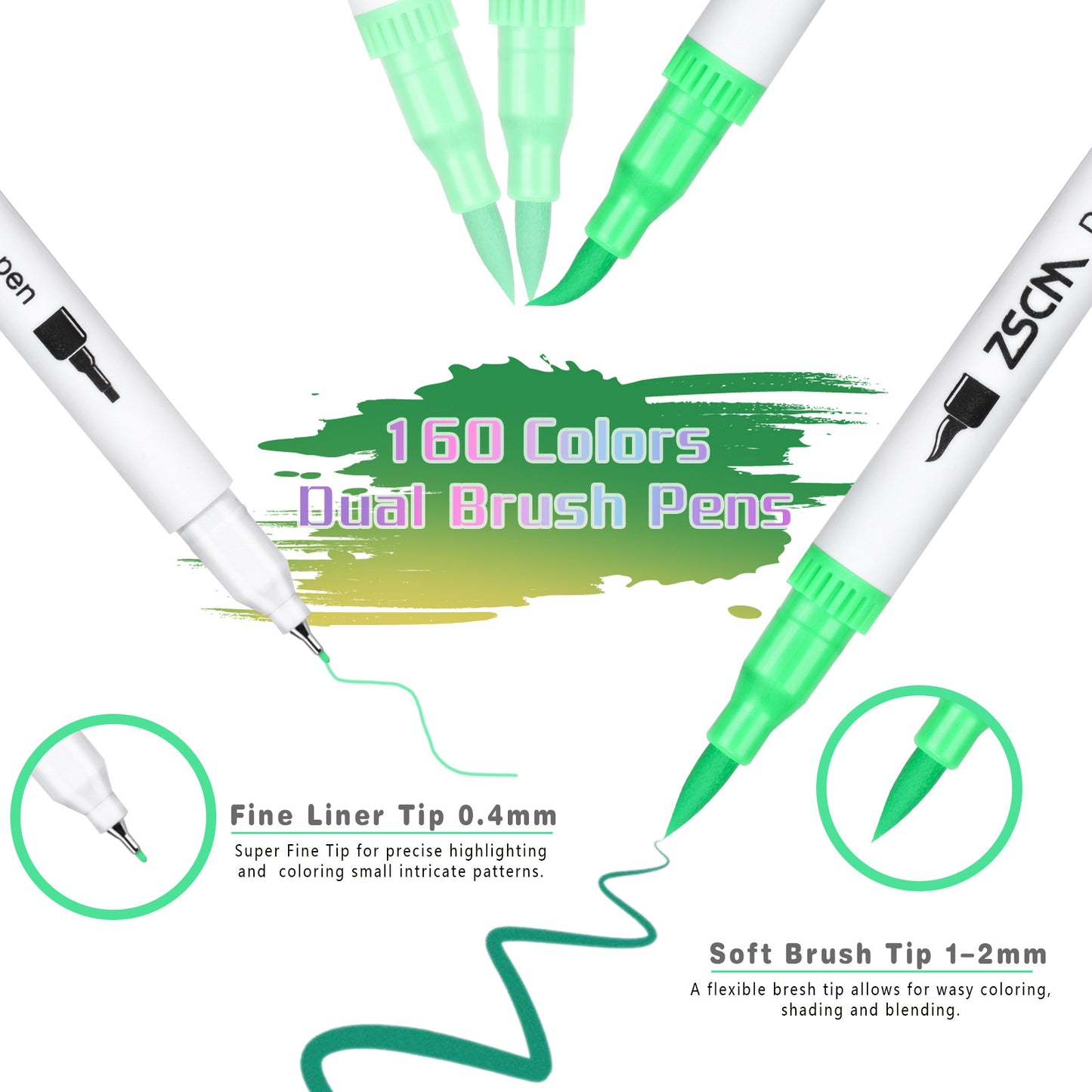 Canvas Bag Color Double-headed Brush Marker Pen 160 Colors