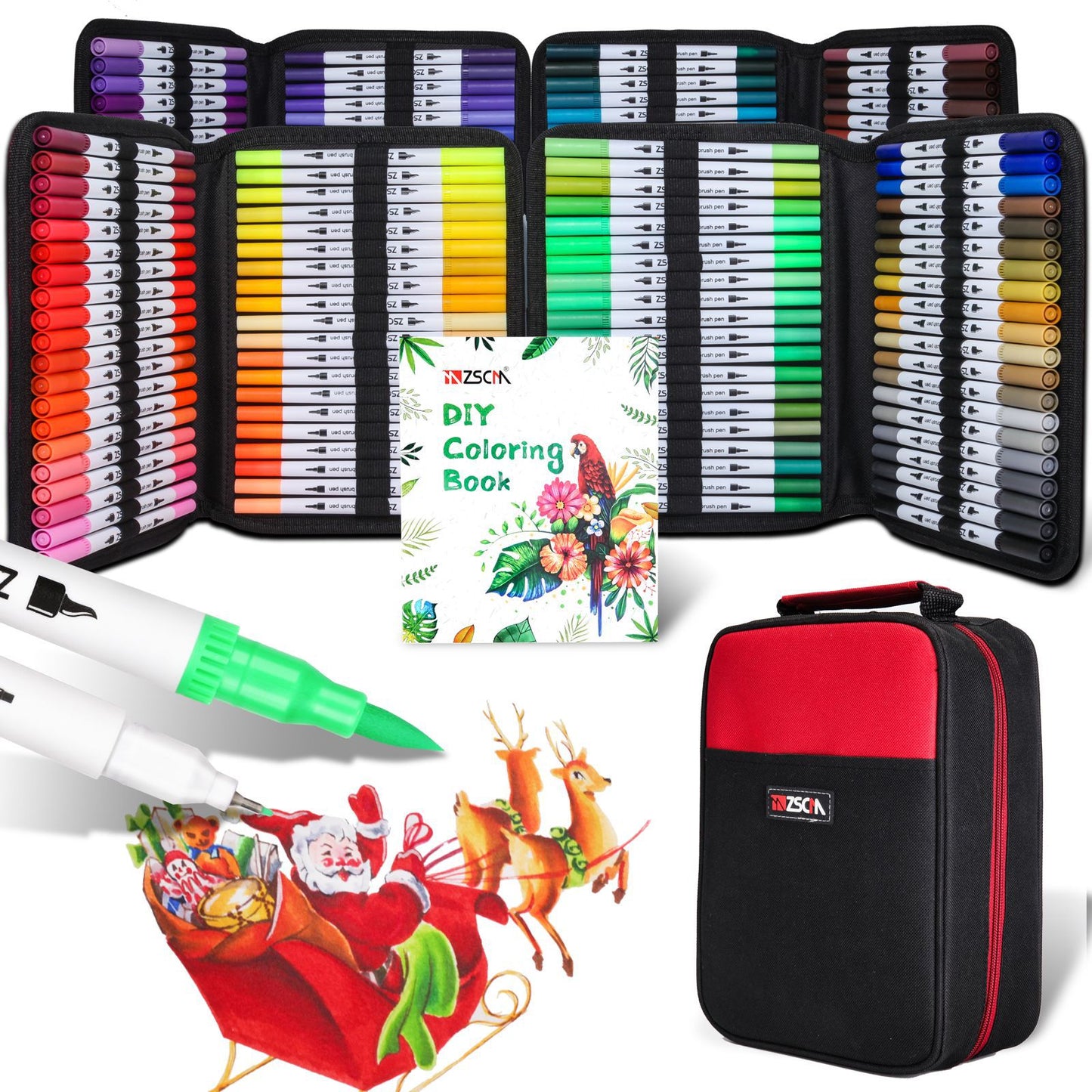 Canvas Bag Color Double-headed Brush Marker Pen 160 Colors