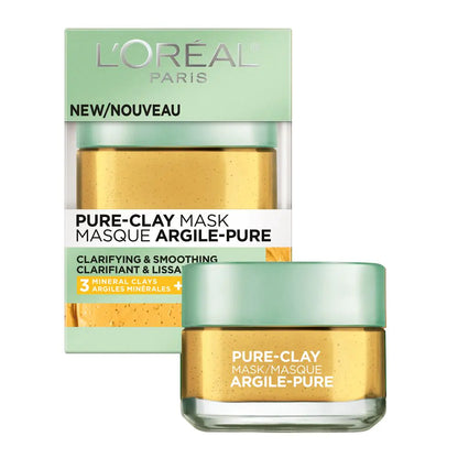 LOreal Paris Skincare Pure Clay Face Mask with Yuzu Lemon for Rough Skin to Clarify & Smooth Clay Mask at home face mask 1.7 oz.