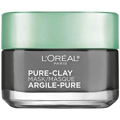 LOreal Paris Skincare Pure Clay Face Mask with Charcoal for Dull Skin to Detox & Brighten Skin Clay Mask at home face mask 1.7 oz.