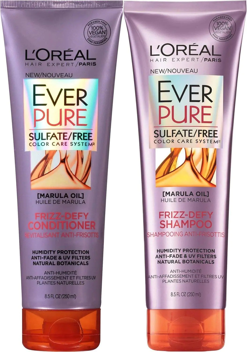LOreal Paris EverPure Frizz-defy Bundle: Shampoo & Conditioner 8.5 Ounce Each
