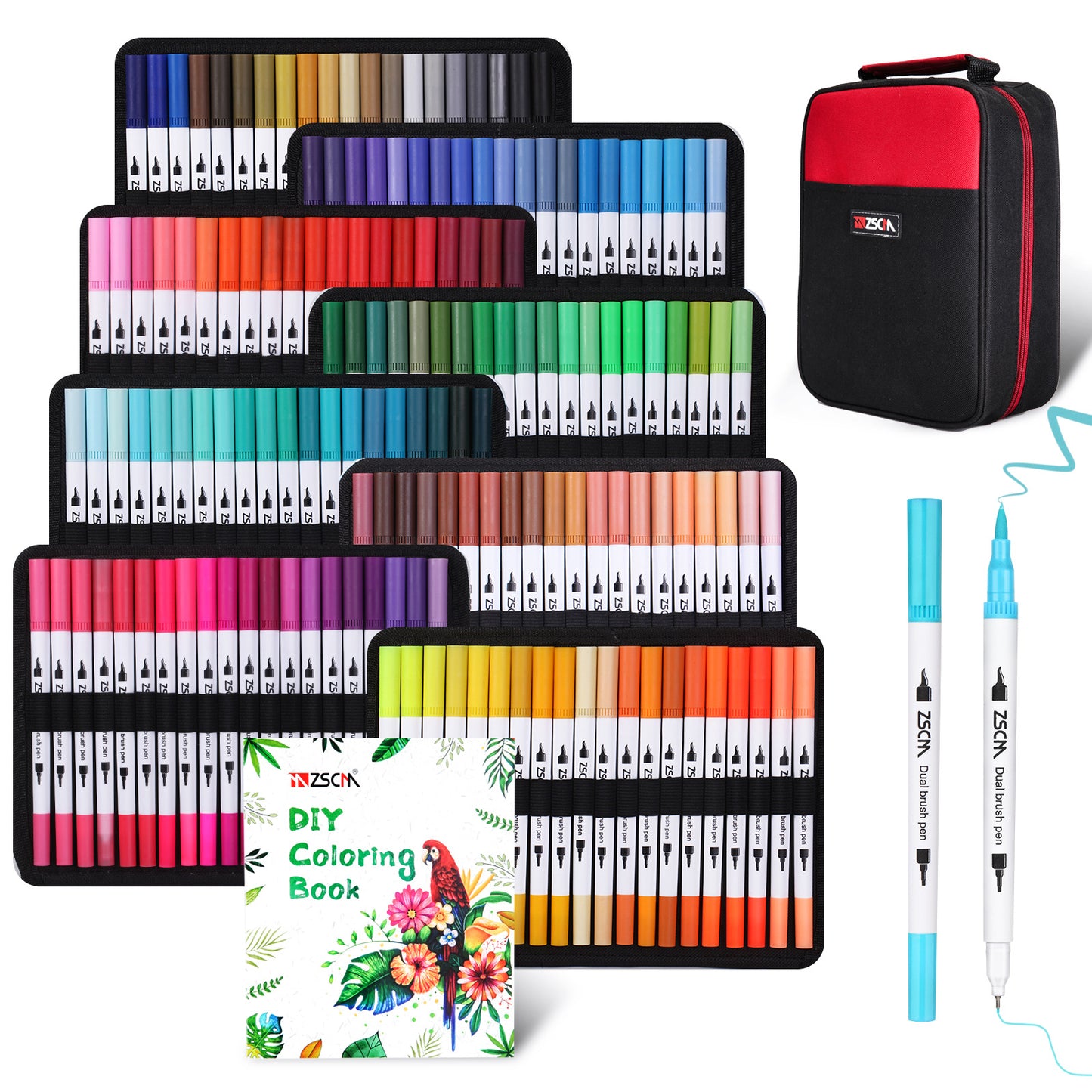Canvas Bag Color Double-headed Brush Marker Pen 160 Colors