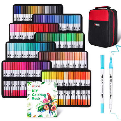 Canvas Bag Color Double-headed Brush Marker Pen 160 Colors
