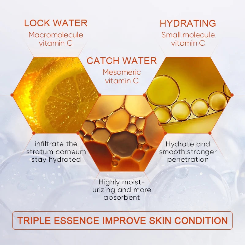 SADOER Vitamin C Ampoule Facial Essence Moisturizing Gold Hyaluronic Acid Serum Brightening Hydrating Face Beauty Skin Care