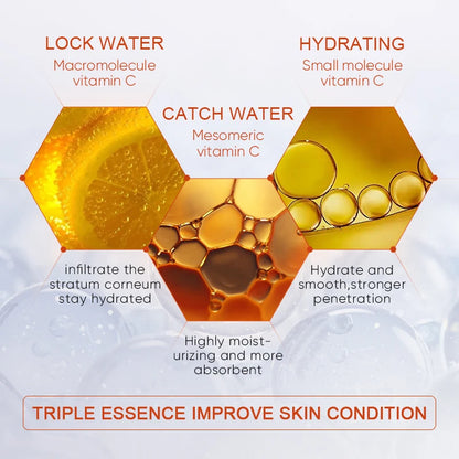 SADOER Vitamin C Ampoule Facial Essence Moisturizing Gold Hyaluronic Acid Serum Brightening Hydrating Face Beauty Skin Care