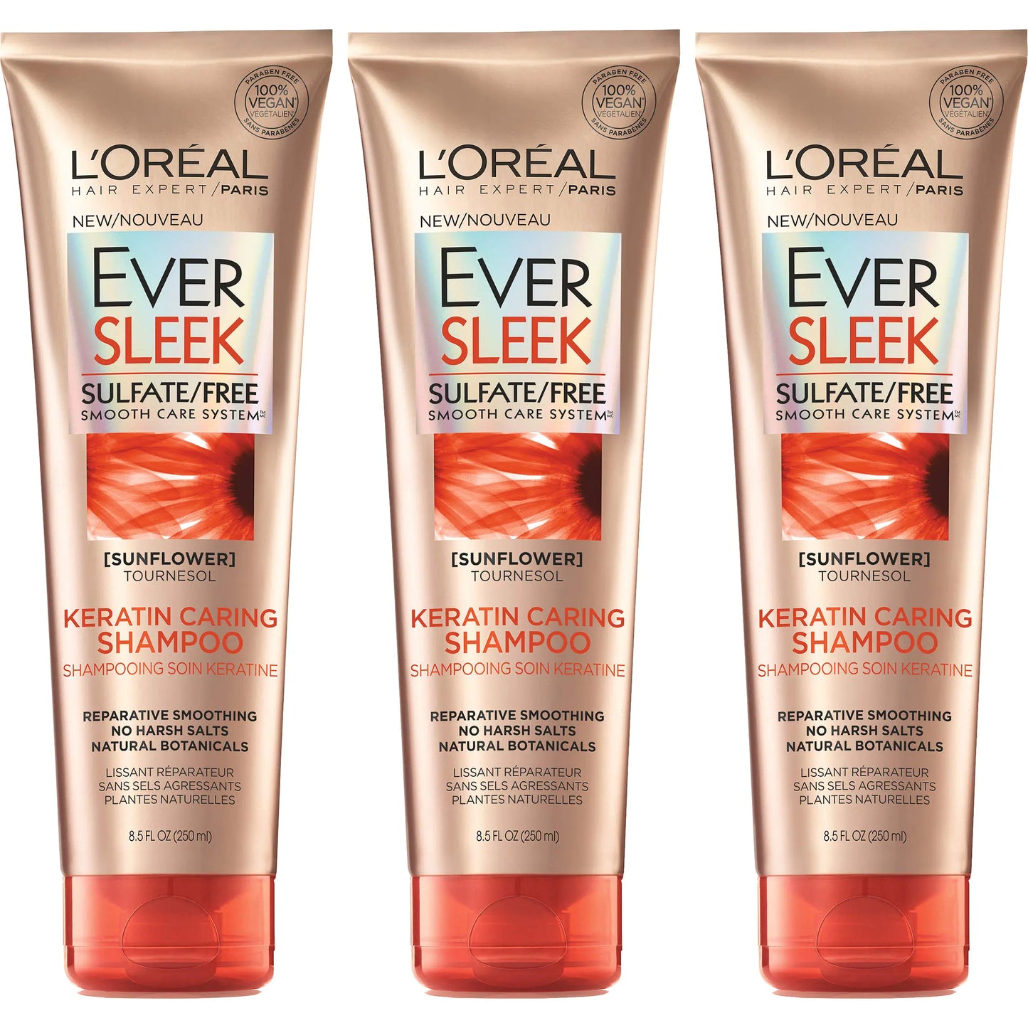 LOreal Paris Hair Care Eversleek Sulfate Free Keratin Caring Shampoo 3 Count