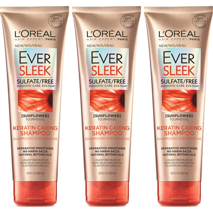 LOreal Paris Hair Care Eversleek Sulfate Free Keratin Caring Shampoo 3 Count