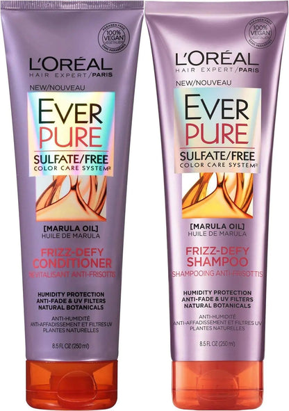 LOreal Paris EverPure Frizz-defy Bundle: Shampoo & Conditioner 8.5 Ounce Each