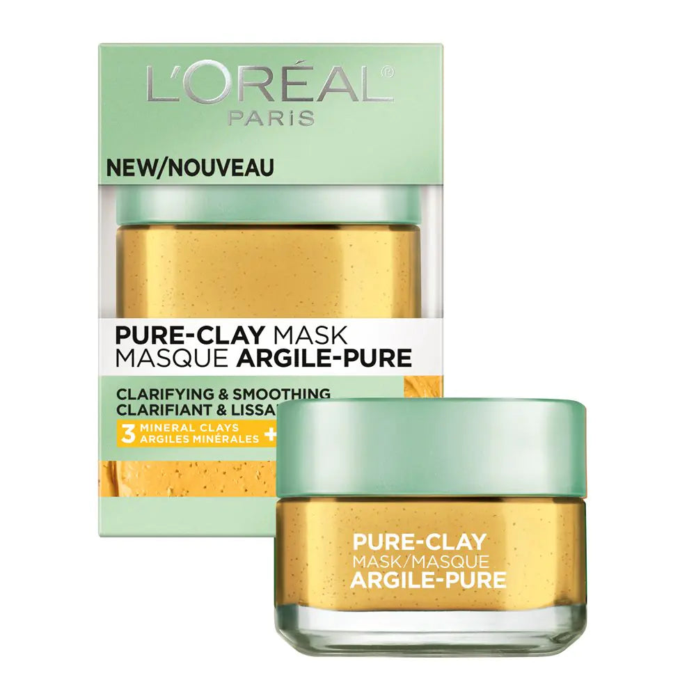LOreal Paris Skincare Pure Clay Face Mask with Yuzu Lemon for Rough Skin to Clarify & Smooth Clay Mask at home face mask 1.7 oz.